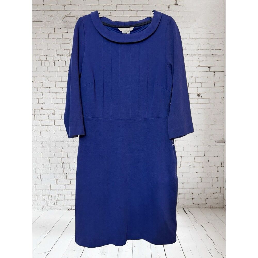 Boden Women’s Marissa Ottoman Sheath Dress size 6 Royal Blue 3/4 Sleeves Midi